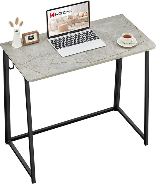 WOHOMO Small Foldable Computer Desk Writing Study Desk Easy Assembly Space-Saving Foldable Laptop Table Writing Workstation for Home Office,Grey