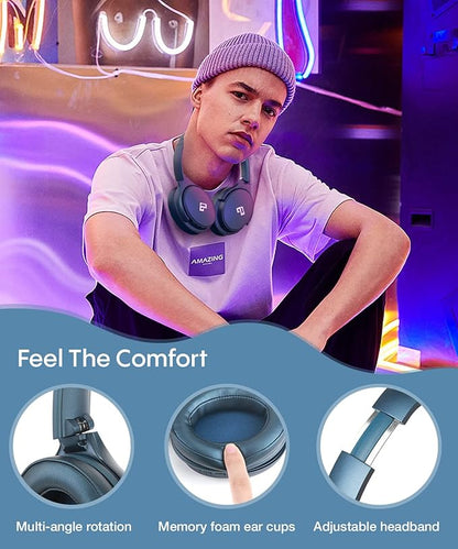 INFURTURE Active Noise Cancelling Headphones, H1 Wireless Over Ear Bluetooth Headphones, Deep Bass Headset, Low Latency, Memory Foam Ear Cups,40H Playtime