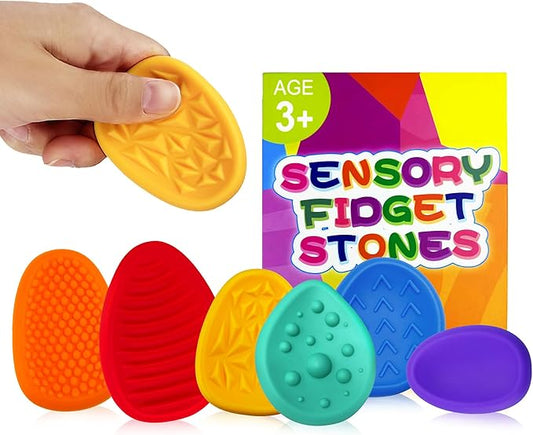 Sensory Fidget Toys for Kids Adults 24 PC Silicone Worry Stone Travel Toy for Autism ADHD Teens Calm Down Quiet Anxiety Fidgets for Classroom Stress Toy Christmas Stocking Stuffer Gift for Kid (24PC)