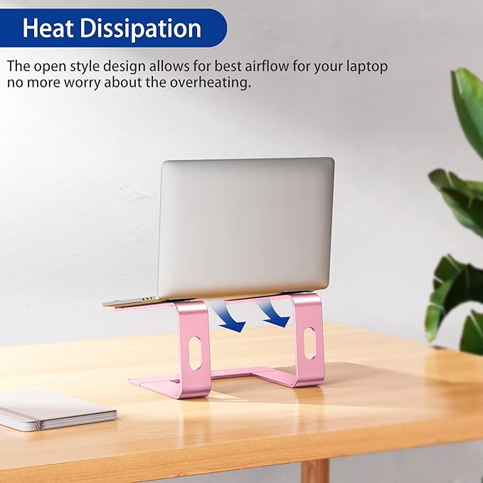 BESIGN LS03 Aluminum Laptop Stand, Ergonomic Detachable Computer Stand, Riser Holder Notebook Stand Compatible with Air, Pro, Dell, HP, Lenovo More 10-15.6" Laptops, Pink