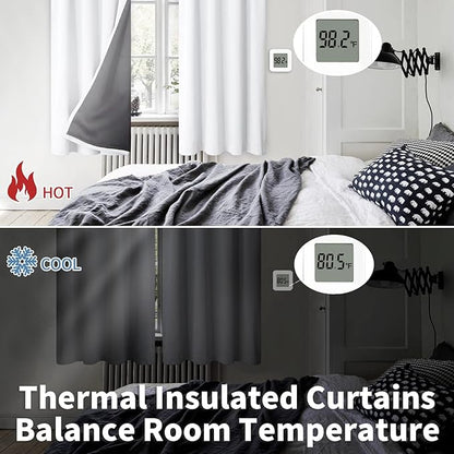 BGment White Blackout Curtains for Bedroom 45 Inch Length, Rod Pocket 100% Blackout Curtains with Thermal Liner Room Darkening Curtains for Living Room, Each Window Curtains 2 Panels, 42 x 45 Inch