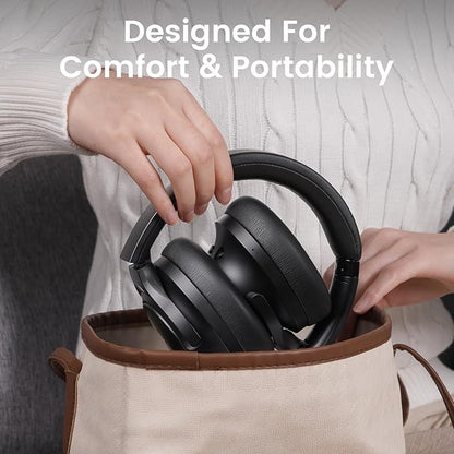 1Mii Y8 Hybrid Active Noise Cancelling Headphones, LDAC Hi-Res Wireless Audio, 75H Playtime, Comfort Fit & Foldable Over Ear Bluetooth Headphones for Travel, Home, Office -Black