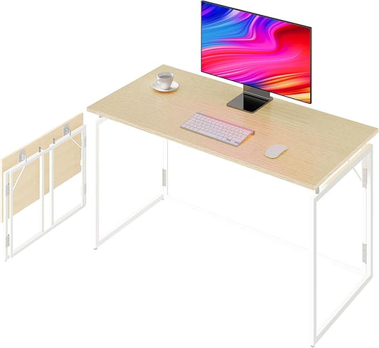 Folding Desk 40 Inch - Small Foldable Desk for Small Space Minimalist, Space Saving Collapsible Compact Desk Portable Table for Craft, Writing, Study and Work (No Assembly Required)