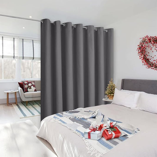 NICETOWN Wall Curtain for Bedroom, Room Divider Curtain for Doorways, Vertical Blind for Sling Door, Privacy Sound Reduction Curtains Room Dividers for Patio (Grey, 1 Panel, 8ft Tall x 8.3ft Wide)