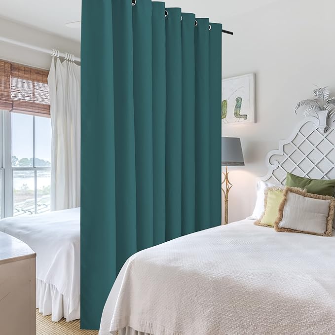 RYB HOME Room Divider Curtains Thermal Insulated Noise Reduce Extra Wide Privacy Panels for Kids Bedroom Nursery Laundry Room Partitions, Wide 180 inches x Long 96 inches, Teal, 1 Panel