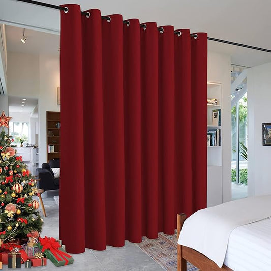 RYB HOME Light Block Divider Curtain Extra Wide Room Divider Curtain Separate Wall for Share Apartment/Nursery/Home Theatre/Storage/Studio/Office, W 15ft x L 9ft, Burgundy Red, 1 Panel