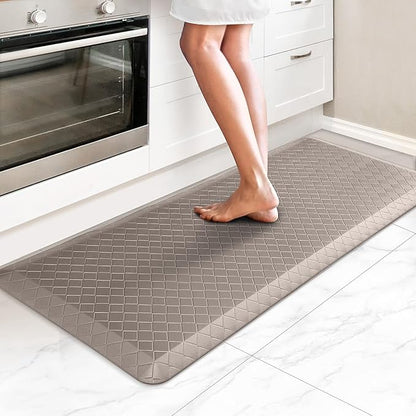 HappyTrends Kitchen Floor Mat - 4/5 Inch Thick Anti-Fatigue Kitchen Rug,Waterproof Non-Slip Kitchen Mats and Rugs Heavy Duty Ergonomic Comfort Rug for Kitchen,Office,Sink,Laundry,(22"x54", Khaki)