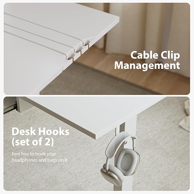 Agilestic L Shaped Standing Desk Adjustable Height, Electric Corner Standing Desk, 63 x 55 inch Sit Stand Computer Table with Splice Board, White