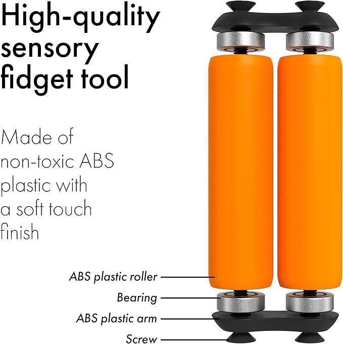 ONO Roller - Handheld Fidget Toy for Adults | Help Relieve Stress, Anxiety, Tension | Promotes Focus, Clarity | Compact, Portable Design (Junior Size/ABS Plastic, Orange)