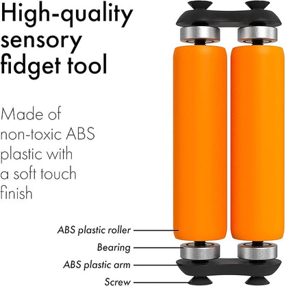 ONO Roller - Handheld Fidget Toy for Adults | Help Relieve Stress, Anxiety, Tension | Promotes Focus, Clarity | Compact, Portable Design (Junior Size/ABS Plastic, Orange)