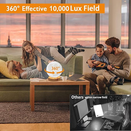 Light Therapy Lamp 10000 Lux, Happy Sunlight Lamps UV-Free with 3 Color Temperatures, Adjustable Brightness,Timer & Memory Function, Sun Lamp, Full Spectrum Light for Home, Office (Happy Moon Lamp)