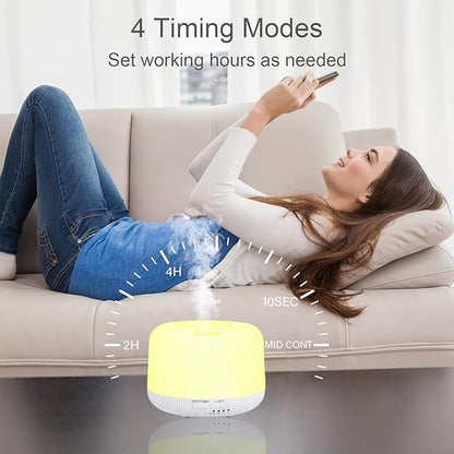 Aromatherapy Diffuser, 300ML Remote Control Essential Oil Diffusers, White Wood Grain Humidifier with 8 Colors Light 4 Timer Mode, Ultrasonic Scent Diffuser for Home, Office