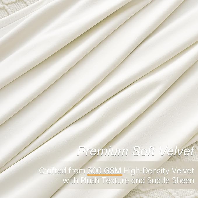 Topfinel Ivory Cream Velvet Blackout Curtains 84 Inches Long, Off White Room Darkening Crushed Heavy Thermal Insulated Soundproof Modern Nursery Back Tab Winter Drapes for Living Room 2 Panels