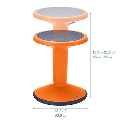 ECR4Kids SitWell Wobble Stool, Adjustable Height, Active Seating, Orange