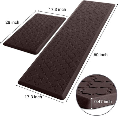 Kitchen Mat [2 PCS] Cushioned Anti-Fatigue Floor Mat, Waterproof Non-Skid Kitchen Mats and Rugs, Ergonomic Comfort Foam Kitchen Rugs, Standing Mat for Floor,Office, Sink(Chocolate,17.3"x28"+17.3"x60")