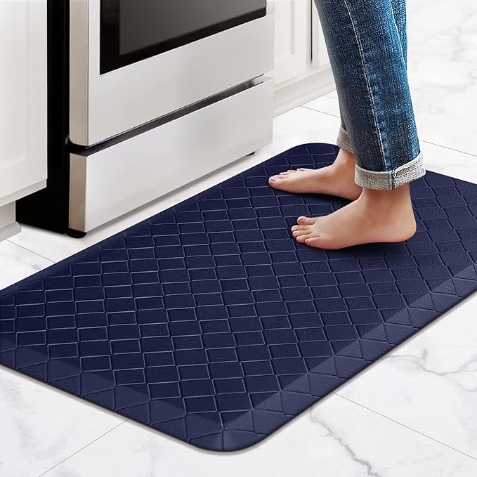 HappyTrends Kitchen Runner Rugs Anti-Fatigue mats,17.3"x 28",Non Slip Waterproof Ergonomic Comfort Mat for Kitchen, Floor Home, Office, Sink, Laundry,Blue