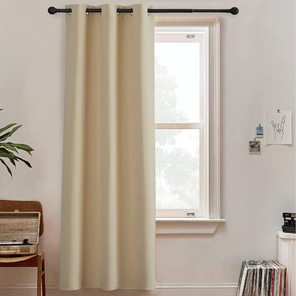 RYB HOME Room Dividers Curtain - Room Darkening 100% Privacy Noise Reduce Thermal Insulating Window Curtains for Bedroom Living Room Doorway, 1 Panel, Cream Beige, W 5ft x L 7ft