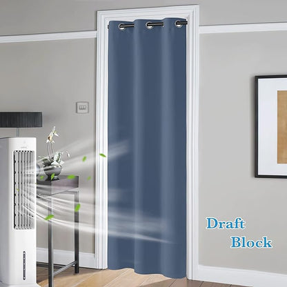 RYB Home Blackout Curtains Thermal Insulating Privacy Temporary Door Curtains for Bedroom Closet Doorway Accordion Door Interior Living Room Kids Nursery Dining, Wide 60 x Long 90 inch, Stone