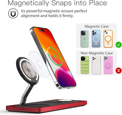 3-in-1 Charging Station for Apple Devices: Used for iPhone and Watch Charging Station with Magsafe Charger Stand, Wireless Charger for iPhone15/14/13/12, Apple Watch 1-9/Ultra, AirPods 3 Pro