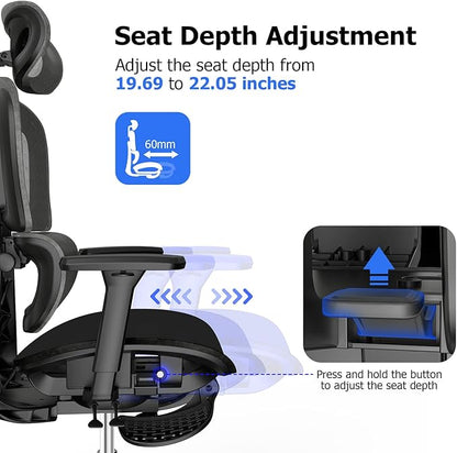 Ergonomic Mesh Office Chair with 3D Adjustable Armrest,High Back Desk Computer Chair Ergo3d Ergonomic Office Chair with Wheels for Home & Office Black