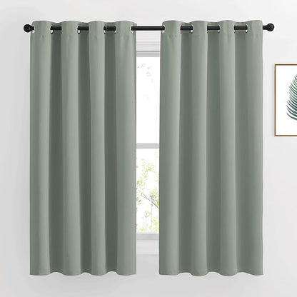 NICETOWN Blackout Sage Green Curtains & Drapes for Bedroom - Grommet Top Thermal Insulated Room Darkening Light/Sound Blocking Privacy Drapes for Living Room, 2 Panels, W52 x L63