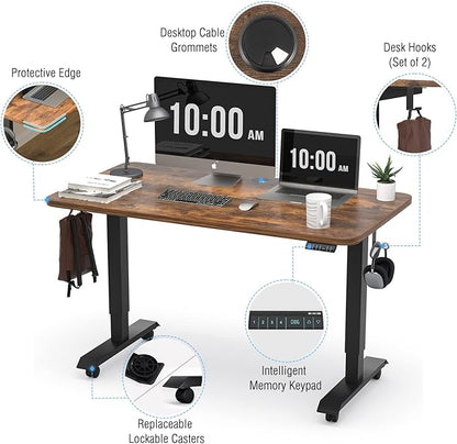 Monomi Electric Height Adjustable Standing Desk, 48x24 Inches, Ergonomic Home Office Sit/Stand Up Desk,Vintage Brown