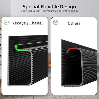 YECAYE 6X15.7in Under Desk Cable Management,Cable Management Under Desk,Easy Install Self-Adhesive Cable Organizer, Cable Management, Cable Management Kit for Home & Office,Child & Pet Proof,Black