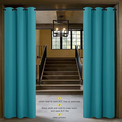 NICETOWN Sound Reducing Room Divider Curtain Screen Partition, Function Thermal Blackout Patio Door Curtain Panel, Sliding Door Insulated Curtain, Peacock Blue, 5ft Wide x 10ft Long