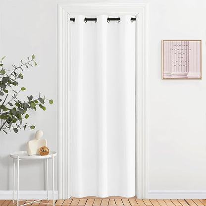 NICETOWN Curtains & Drapes for Door Tapestry, 80 inches Long Door Curtains for Bathroom Pantry Bedroom Closet (White, 1 Panel, 2.8ft Wide x 6.7ft Long)