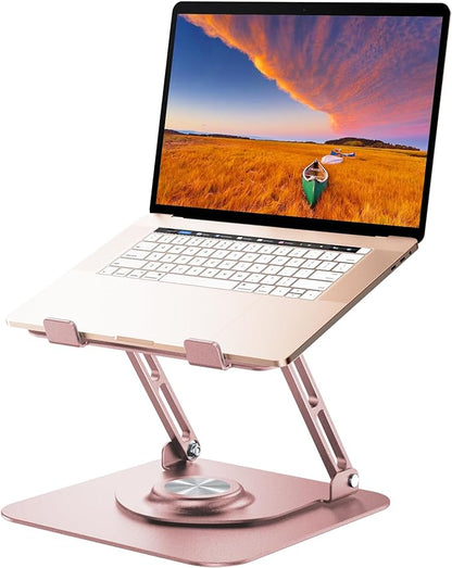 Laptop Stand for Desk, Adjustable Computer Stand with 360° Rotating Base, Ergonomic Laptop Riser for Collaborative Work, Foldable & Portable Laptop Stand, fits for All 10-16" Laptops