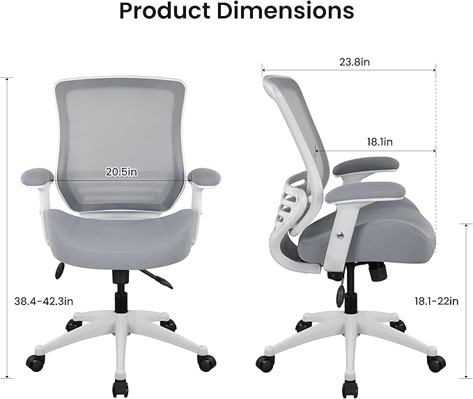 BOLISS 400lbs Ergonomic Office Chair, Home Desk Chair, Adjustable Arms, Super Soft Wide Cushion Big Mesh Chairs(Grey)