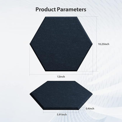 12 Pack Acoustic Panels Self Adhesive Sound Proof Foam, High Density Sound Acoustic Panel, 12X10.23X0.4 Inch Hexagon Panels in Home, Office, Reccording Room, Studio,and more(Dark Blue)