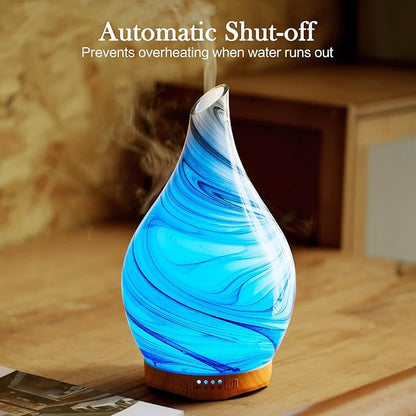 Porseme 280ml Essential Oil Diffuser Glass Color Changing Aroma Air Diffusers Aromatherapy Ultrasonic Cool Mist Humidifier 7 Running Hours Waterless Auto-Off for Sleeping, Yoga, Office, Spa (Ink)