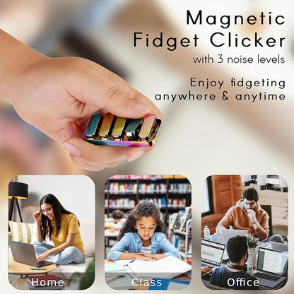 Fidget Toys for Adults - Creative Magnetic Haptic Fidget Clicker with 3 Noise Levels Loud-Quiet EDC Fidget Toys Adults Office Class Fidget Toys Relief Stress and Anxiety ADHD Approved (Rainbow)