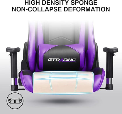 GTRACING Gaming Chair, Ergonomic Office Computer Chair with Lumbar & Headrest Support, Swivel Video Game Chair with Height & Armrest Adjustable for Adults, Purple