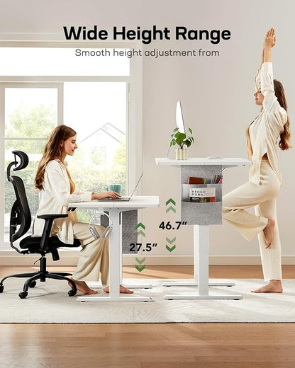 Marsail Standing Desks Adjustable Height Home Office Desks, 55"x28" Electric Standing Desk with Storage Bag,Sit Stand up Desks for Study,Writing,Work Computer Desks 4 Memory Preset with Headphone Hook