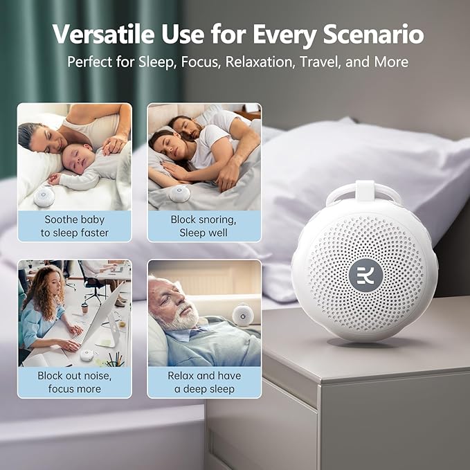 𝐍𝐞𝐰𝐞𝐬𝐭 Kinglucky SleepEase Portable Sound Machine (TOP Sound Quality & 18 Effective Soothing Sounds) White Noise Sound Machine for Sleep, Focus, Relaxation, Home, Office, Travel, Adult & Baby