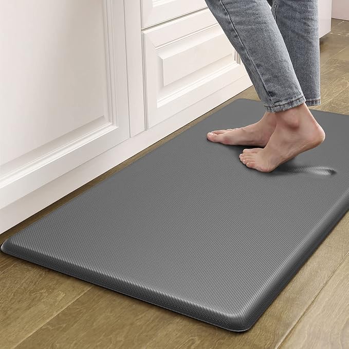 Artnice Kitchen Floor Mats Cushioned Anti Fatigue Mat, Waterproof Standing Desk Mat, 0.75" Heavy Duty Non-Slip Kitchen Rugs for Sink, Work Station, Office(17.3" x 28",Grey)