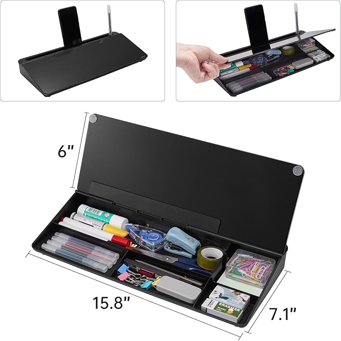 TSJ OFFICE Desktop Whiteboard Dry-Erase-Board - Computer Keyboard Stand White Board Surface Pad with Drawer, Desk Organizers with Accessories for Office, Home, School Supplies