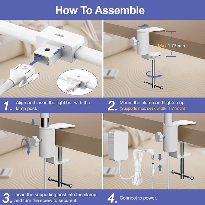 EppieBasic LED Desk Lamp, 24W Double Head Desk Light,Architect Clamp Task Table Lamp, Office Desk Lamps Super Bright Extra Wide Area Drafting Work Light for Workbench, Reading, Monitor