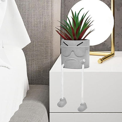 Zerzsy Artificialplant Succulents in Cement Pots with Hanging Leg, Mini Fake Plants Kitchen Shelf Decor, Bathroom Shelf Small Plants Decor, Faux Succulents for Office Wall Shelf Decorations