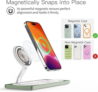 3-in-1 Charging Station for Apple Devices: Used for iPhone and Watch Charging Station with Magsafe Charger Stand, Wireless Charger for iPhone15/14/13/12, Apple Watch 1-9/Ultra, AirPods 3 Pro