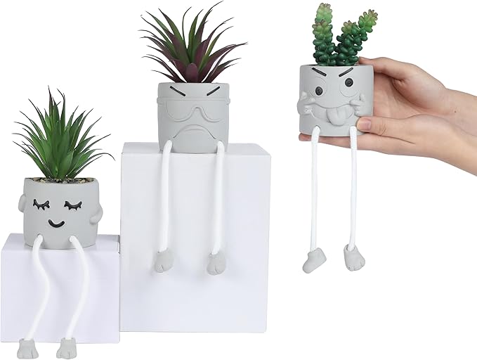 OLEEK Small Fake Plant Office Desk Decor - Desk Plants for Office Decorations for Work - Decorative Plants Decor - Funny Office Decor for Women - Fake Succulents Plants Artificial Home Decor Shelf