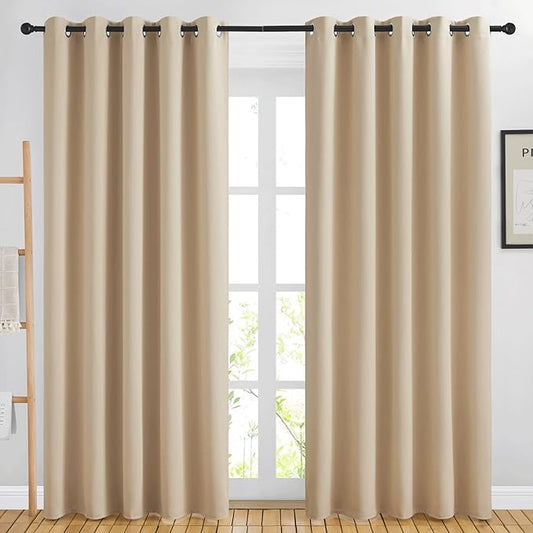 NICETOWN Blackout Draperies Curtains Panels - Window Treatment Thermal Insulated Solid Grommet Blackout Curtains/Panels/Drapes for Bedroom (Biscotti Beige, Set of 2, 66 by 84 Inch)