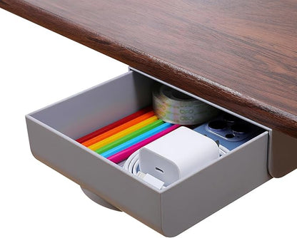 Large Under Desk Drawer Self-Adhesive Hidden Desktop Organizer, Attachable Desk Drawer Slide Out, Table Storage Tray for Pencil Pen Stationery Home Office Organization, Gray