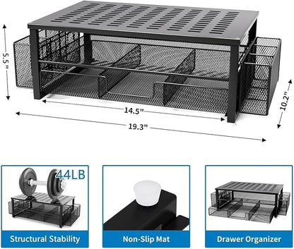 gianotter Desk Computer Monitor Stand Riser with Drawer and 2 Pen Holder, Desk Accessories & Workspace Desk Organizers, Storage for Classroom Office Supplies Decor (Black)