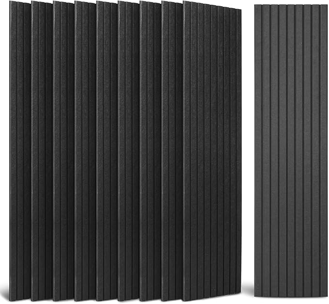 Art3dwallpanels 10 Pack Acoustic Panels, 48" X 12" X 0.35" Soundproof Wall Panels, Self Adhesive High Density Sound Absorbing Acoustic Treatment for Recording Studio, Office, Black