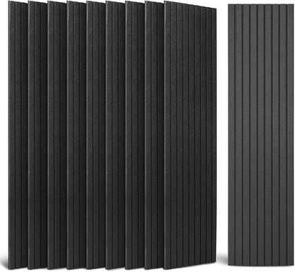 Art3dwallpanels 10 Pack Acoustic Panels, 48" X 12" X 0.35" Soundproof Wall Panels, Self Adhesive High Density Sound Absorbing Acoustic Treatment for Recording Studio, Office, Black