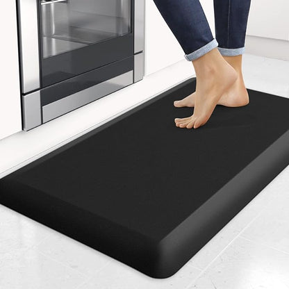 4/5 Inch Thick Kitchen Mats for Floor, StepRite Kitchen Rug for Standing Desk, Non-Slip, Thicker, Stain Resistant, Waterproof, Comfort Anti Fatigue Floor Mat for Home, Kitchen, Office - Black