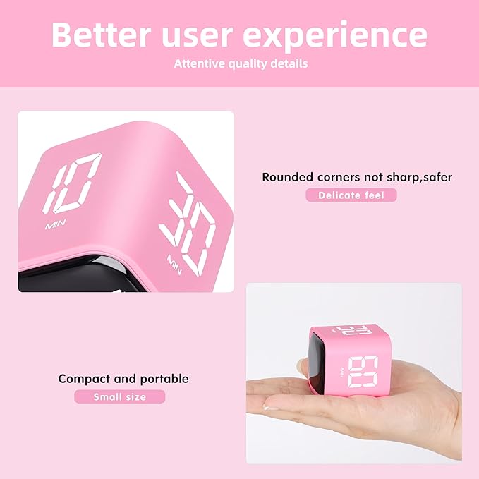 VEWINGL Cube Pomodoro Timer,Rotation Timer,5/10/30/60 Minutes and Custom Countdown,Productivity Timer,Pause and Resume,Silent,Vibrate and Adjustable Sound Alarm for Tasks,Work,Study,Kitchen